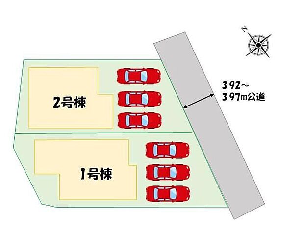 車種により、カースペース3台分ございますので、家族分の自転車を駐輪したり、来客用の駐車スペースとしてもお使いいただけます♪