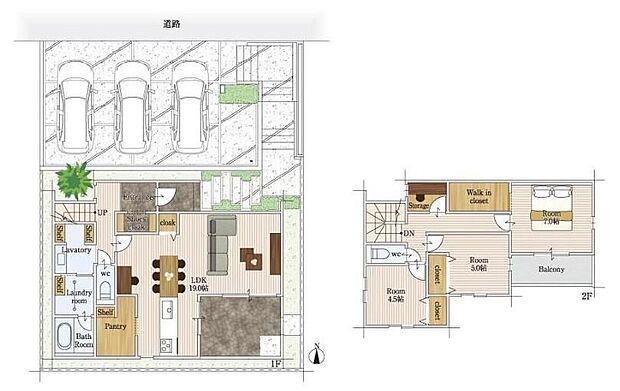 (１号棟)、価格6490万円、3LDK+S、土地面積168.41m2、建物面積105.18m2 