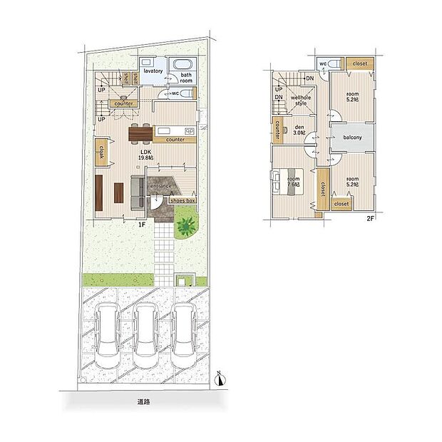 (2号棟)、価格3490万円、3LDK+S、土地面積169.02m2、建物面積112.63m2