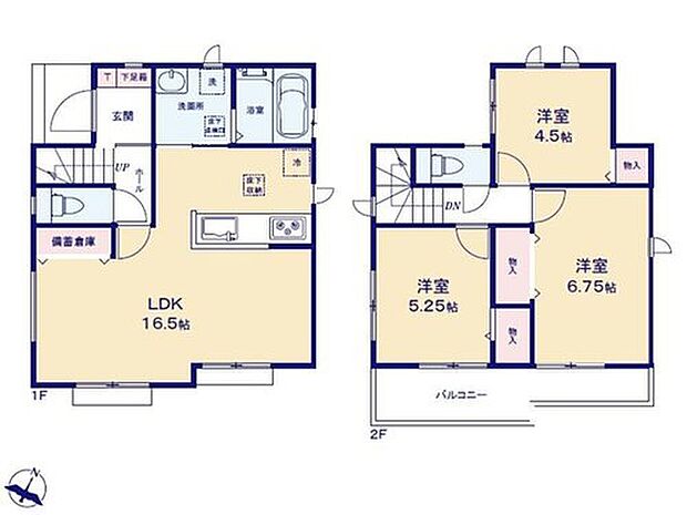 【3LDK】対面式キッチン仕様の約１６．５帖リビング♪
居室３部屋あり、使用用途多数♪
備蓄倉庫があり、各所・各居室に収納スペース完備♪
２部屋から出入りできる便利な南側バルコニー♪