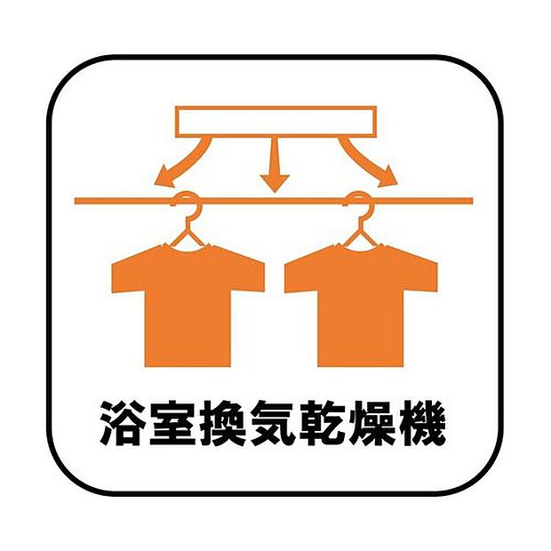 【浴室換気乾燥機】雨の日や冬場のお洗濯に嬉しい装備。洗濯物を乾かすだけでなく、入浴の度に換気機能で湿気を排出できるためカビの防止にもなります。

