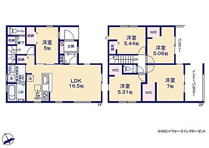 南向き対面式キッチン仕様の約１６．５帖リビング♪
LDKと洋室を一体できる人気の間取り♪
WICがあり、各所・各居室にも収納スペース完備♪
東側バルコニーが２面ございます（片方インナー）♪ 