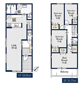 対面式キッチン仕様の約１９．４帖リビング♪
２階４部屋あり、お子様ひとりひとりにお部屋を与えられます♪
各所・各居室に収納スペース完備♪
奥行を広めにとったバルコニー♪ 