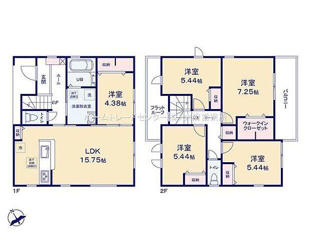 【5LDK】対面式キッチン仕様で南向き約15.75帖リビング♪
LDKと洋室を一体できる人気の間取り♪
WICがあり、各所・各居室にも収納充実♪
ゆとりある広さで、家族の洗濯物も十分に干せるバルコニー♪