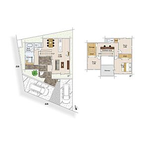 広々19帖超えのリビングは、中庭に面した明るく心地よい空間♪玄関SICはベビーカーやアウトドア用品等の収納にも便利です！２階廊下にはカウンタースペース付き♪お子様の学習やちょっとした作業スペースに♪ 
