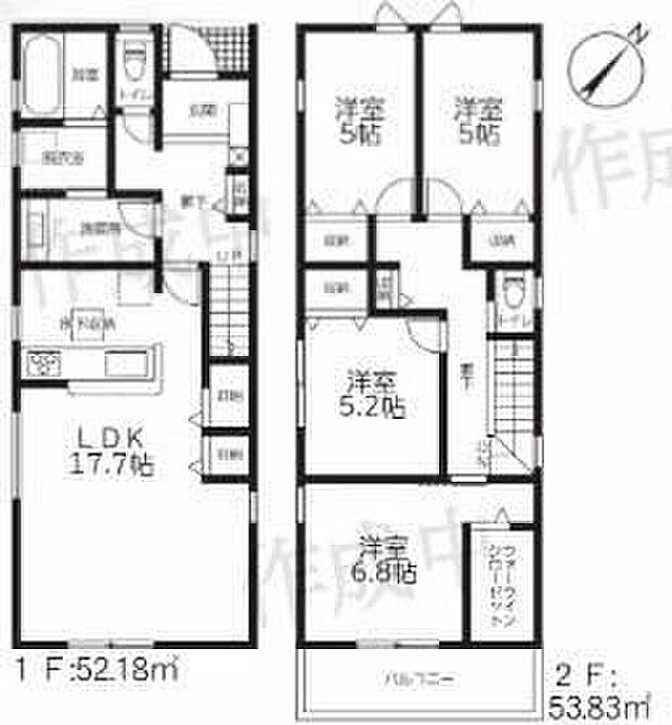 【4LDK】対面式キッチン仕様の約17.7帖リビング♪
2階4部屋あり、お子様ひとりひとりにお部屋を与えられます♪
WICがあり、各所・各居室にも収納スペース完備♪
日当たり良好な南東側バルコニー♪