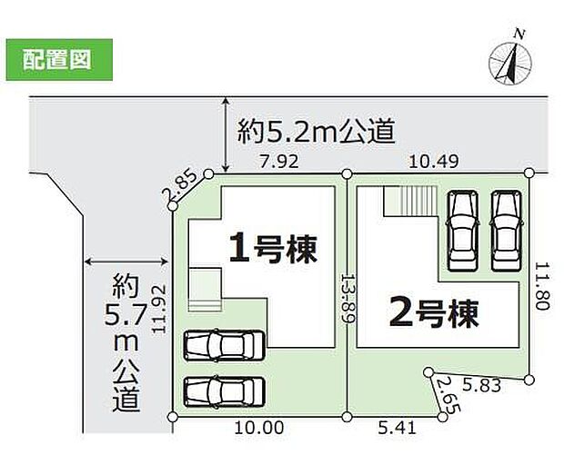 【全体区画図】1号棟 3,222万円
2号棟 2,922万円