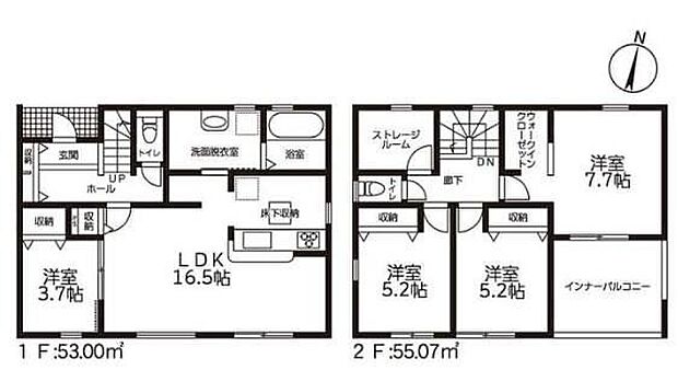 【4LDK+S】対面式キッチン仕様の約16.5帖リビング♪
季節ものなどの収納に便利なストレージルーム付き♪
リビングに隣接した洋室はお子様のお昼寝場所にも◎♪
天候の変化にも安心な南側インナーバルコニー♪