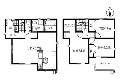 3面採光、通気良好の17帖のLDK☆
主寝室はゆったり約7.5帖♪WICも付いているのでお部屋が片付き、大きなベッドも置けます！ 