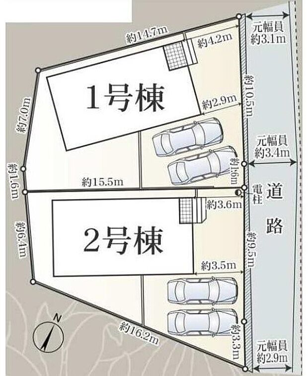 【全体区画図】1号棟 2,490万円
2号棟 2,590万円