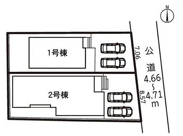 【全体区画図】１号棟　ご成約済み
２号棟　２，６７８万円