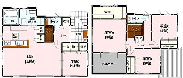 家族みんなのマイルームが持てる4LDKの間取りです