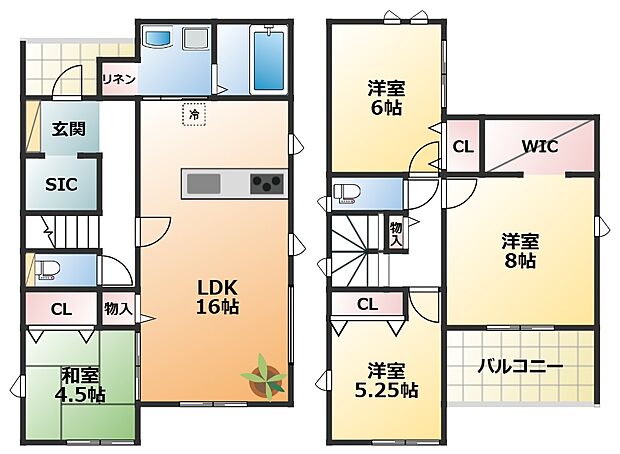 南向きで陽当たりの良い間取りです