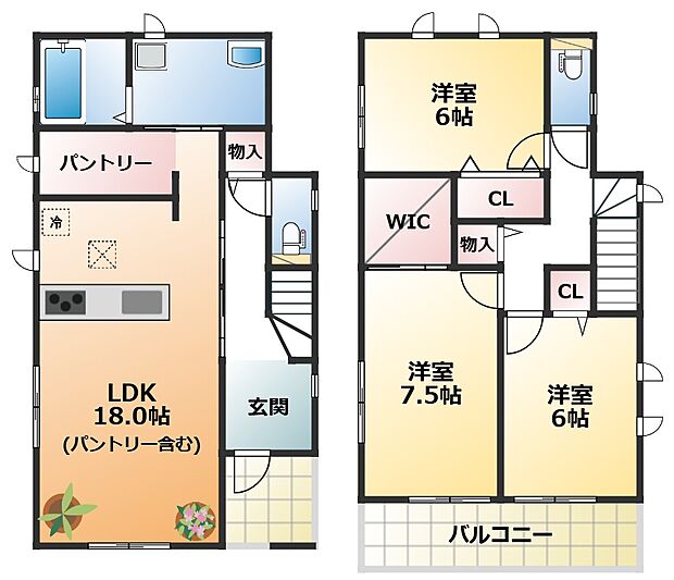 南向きで陽当たりの良い間取りです