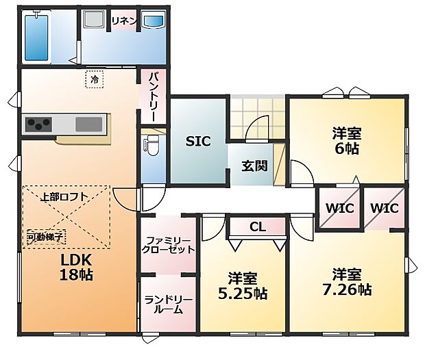 平屋物件♪南向きで陽当たりの良い間取りです。