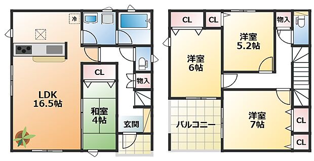 南向きで陽当たりの良い間取りです