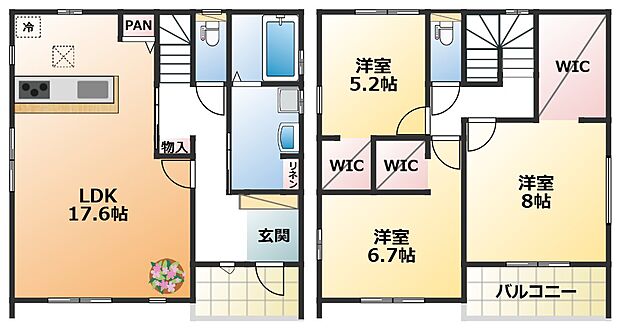 南向きで陽当たりの良い間取りです