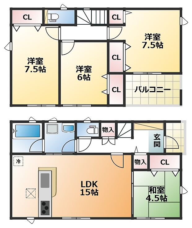 南向きで陽当たりの良い間取りです