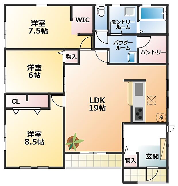 南向きで陽当たりの良い間取りです