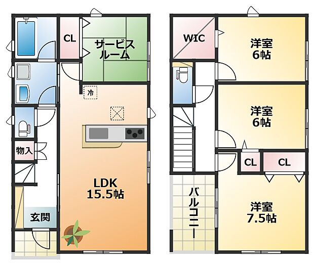 南向きで陽当たりの良い間取りです