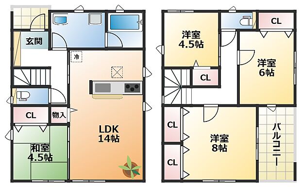 南向きで陽当たりの良い間取りです