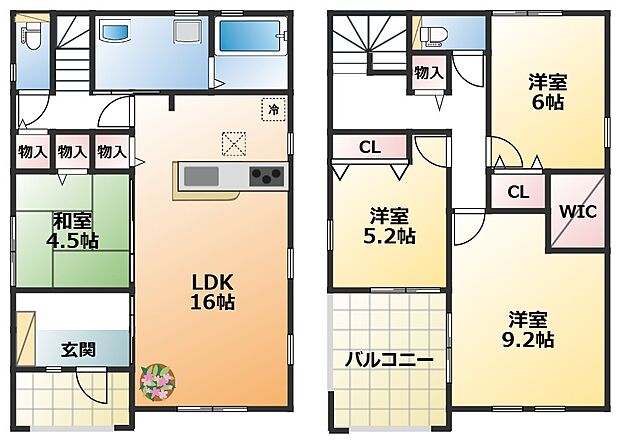 南向きで陽当たりの良い間取りです