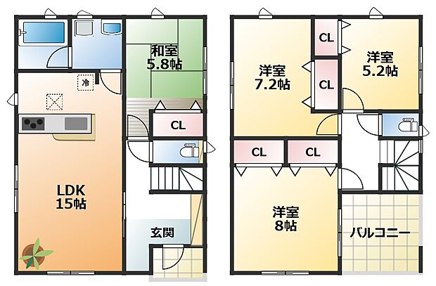 南向きで陽当たりの良い間取りです