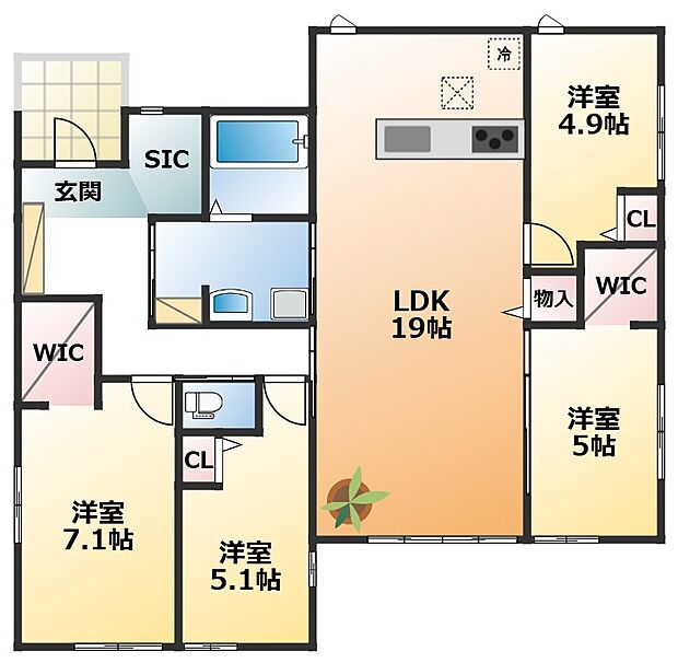 南向きで陽当たりの良い間取りです
