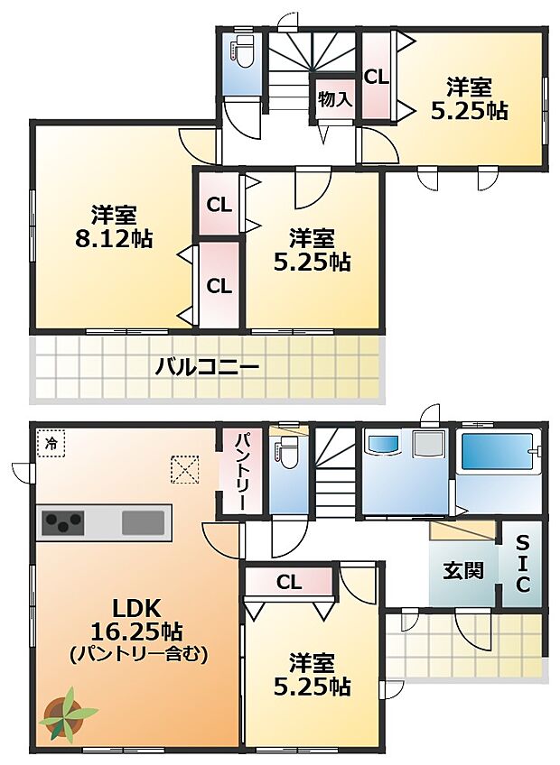 全室南向きで陽当たりの良い間取りです