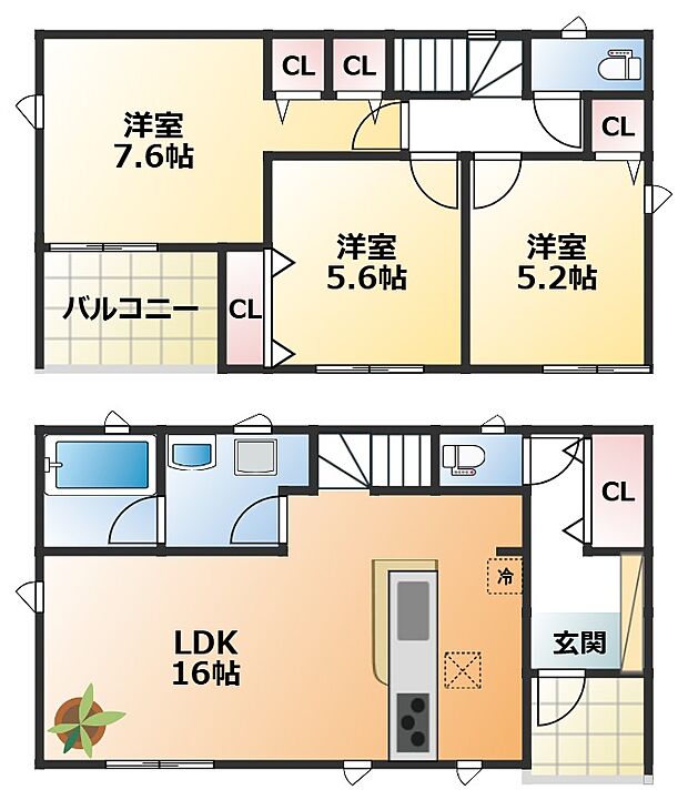 全室南向きで陽当たりの良い間取りです