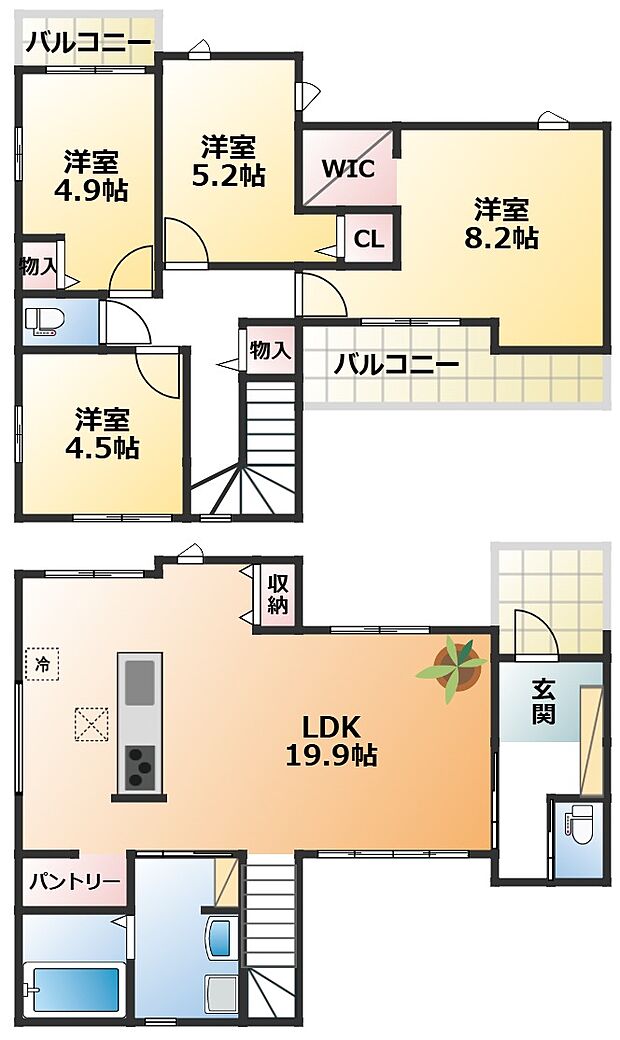 南向きで陽当たりの良い間取りです