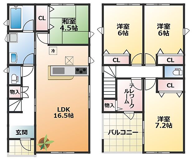 南向きで陽当たりの良い間取りです