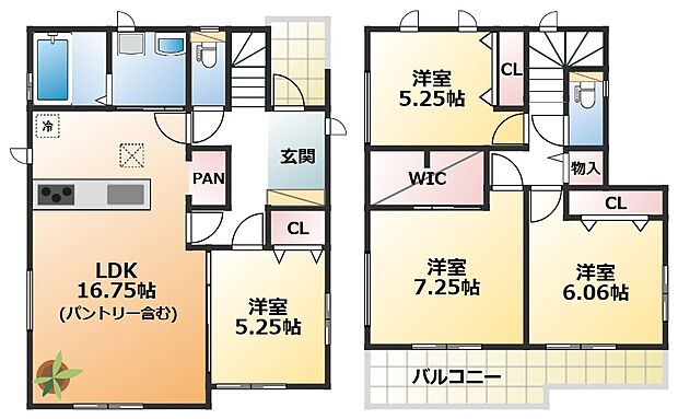 南向きで陽当たりの良い間取りです