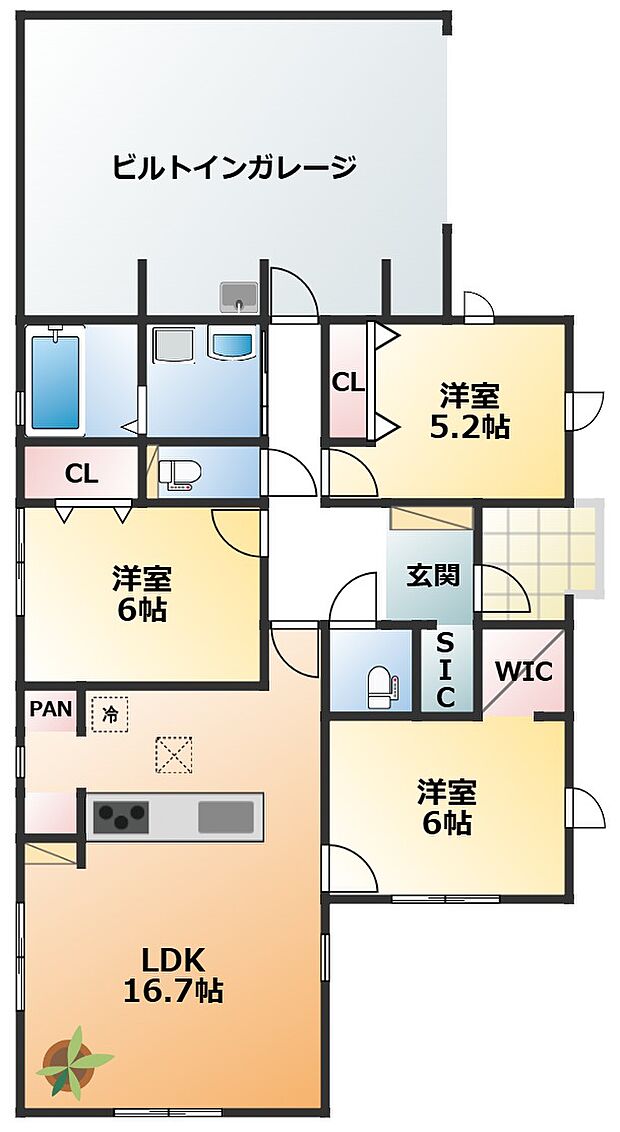 南向きで陽当たりの良い間取りです