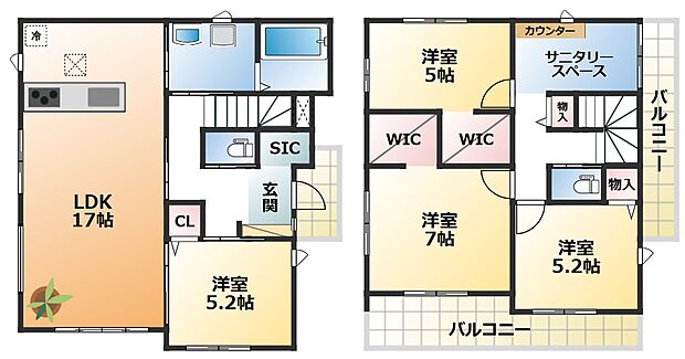 南向きで陽当たりの良い間取りです