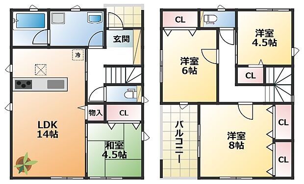 南向きで陽当たりの良い間取りです