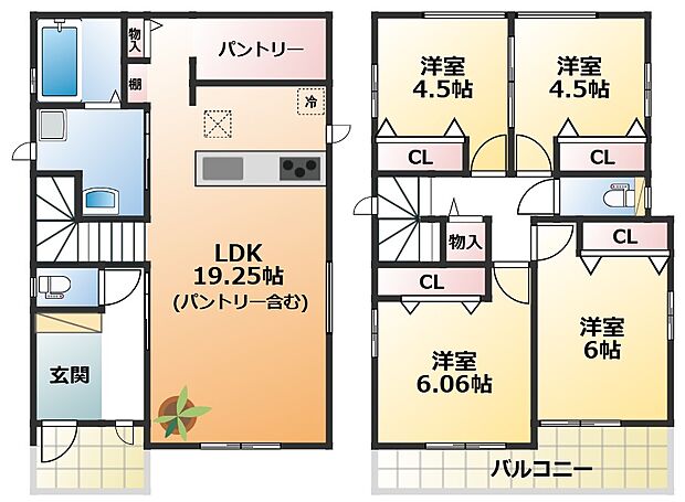 南向きで陽当たりの良い間取りです