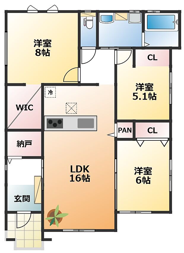 南向きで陽当たりの良い間取りです