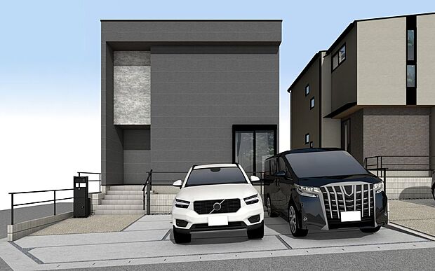 【外観パース図】『現地案内予約受付中』アールギャラリー知立市昭和の家7期外観パース A号棟未完成物件の為、モデルハウスへのご案内も致します。お気軽にお問合せ下さいませ。