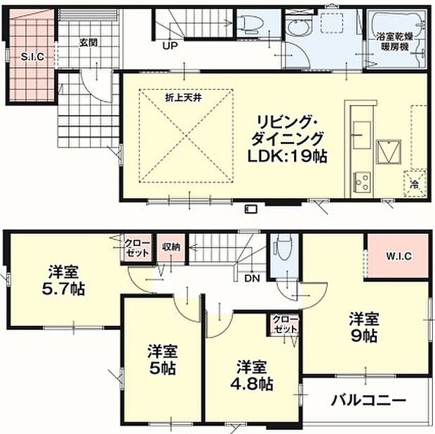 ◆全室南向きで室内全体が明るい4LDK◆横長リビングは窓が多くご家族の団らんを明るい陽射しが照らします◆