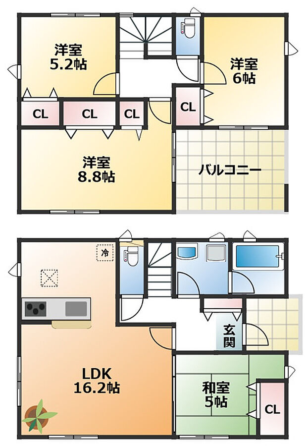 南向きで日当たり良好な間取りです