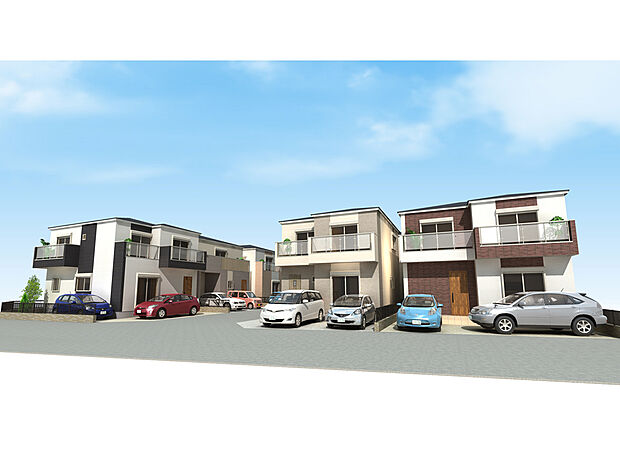 自由設計分譲地。分譲地内の道路は住人以外の通行が少なく、プライバシーも保ちやすい環境です。