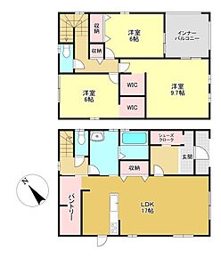 平坦地/角地/前道6m以上/オートバス/浴室乾燥機/浴室1坪以上/浴室に窓/駐車2台可/2階建/ウォークインクロゼット/床下収納/全居室収納/全居室フローリング/設計住宅性能評価付/建設住宅性能評価書（新築時）/長期優良住宅/LDK18畳以上/全居室6畳以上/LDK20畳以上/TVモニタ付インターホン/トイレ2ヶ所/温水洗浄便座/システムキッチン/対面式キッチン/省エネルギー対策/オール電化/太陽光発電システム/複層ガラス/フラット３５・S適合証明書 