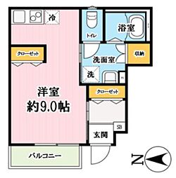 川越市大字並木アパート ワンルームの間取図画像