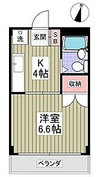 クーノス北坂戸 1Kの間取図画像
