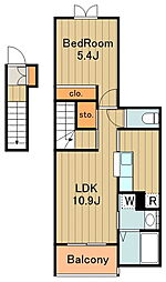 シエルブルー多摩 1LDKの間取図画像
