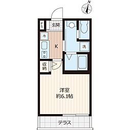 クリストール 1階1Kの間取り