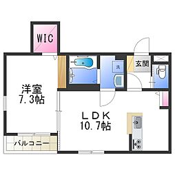 グランデール 3階1LDKの間取り