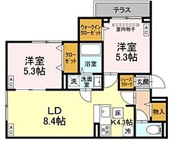 都営新宿線 一之江駅 徒歩13分の賃貸アパート 1階2LDKの間取り