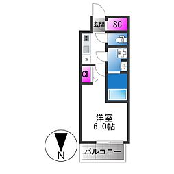 エスリード大阪イーストエッジ 1Kの間取図画像